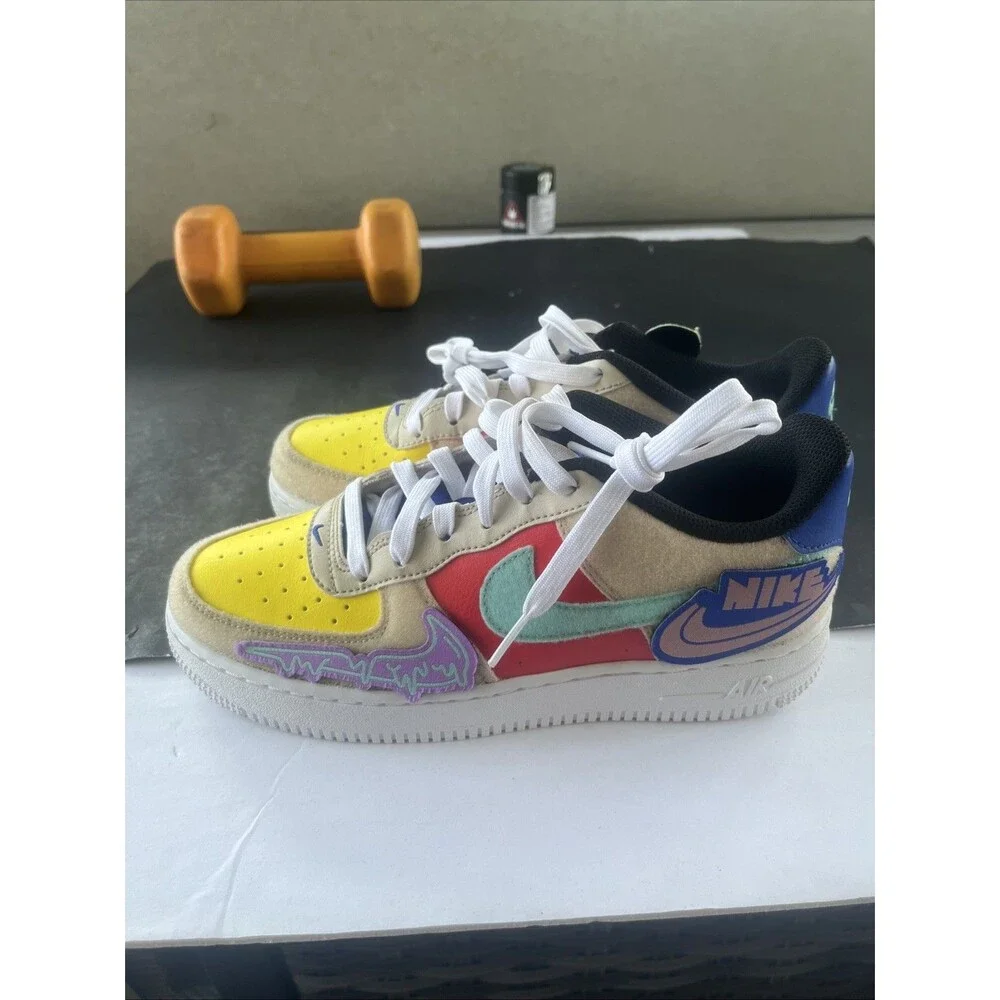 Nike Air Force 1 Youth Size 5.5Y Detachable Patches FN7818-100 Sneakers (339)